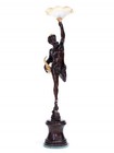 2690-pub-CORNO DELLA ABBONDANZA E LAMPADA - Statua artistica in bronzo a cera persa